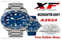 XF ETA A2824 Automatic Mens Watch Blue Ceramic Bezel Blue Dial Titanium Case Edition PTTD 25600 STRAPE DE RÉSBILLE PURETITE 8A573500