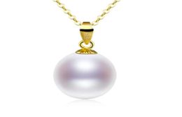 XF800 pur 18K or jaune collier pendentif naturel perle d'eau douce à la mode cadeau de fête réel Au750 bijoux fins pour les femmes D221 22081032873