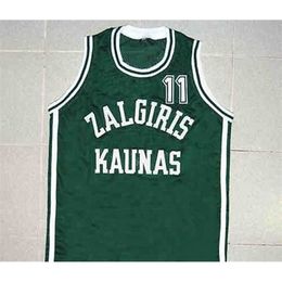 Xflsp # 11 Arvydas Sabonis Zalgiris Kaunas Retro Classic Basketball Jersey Mens bordado cosido personalizado cualquier número y nombre