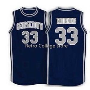 XFLSP 1994 Georgetown # 33 Alonzo Mourning Hoge kwaliteit Throwback Basketbal Jersey Custom Any Number and Name Jerseys