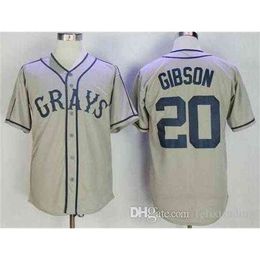 Xflsp 20 Josh Gibson Jersey Homestead Grays Negro League Film Baseball Jersey Hommes Gris Rapide vintage rare