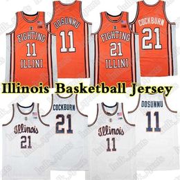 XFLSP 2021 Illinois Basketbal Jerseys Fighting Illini NCAA College Ayo Dosunmu Kofi Cockburn Trent Frazier Da'Monte Williams Miller Curbelo Feliz