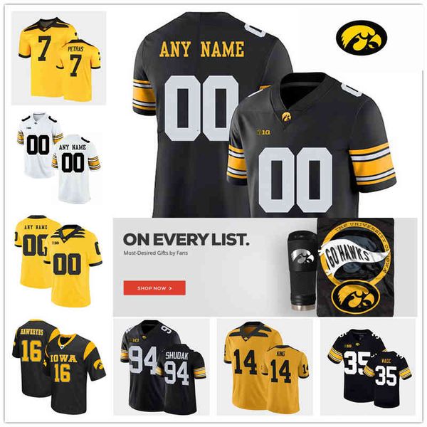 Xflsp 2022 College Custom Iowa Hawkeyes Football Jersey 74 Tristan Wirfs 87 Noah Fant 13 Greg Mabin 20 Christian Kirksey 43 Josey Jewell 15 Joshua