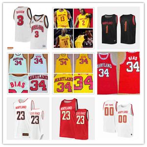 Xflsp 2022 College Custom Maryland Basketball Jersey 34 Len Bias Alex Len Kevin Huerter 25 Jalen Smith 23 Steve Francis 3 Juan Dixon 2 Aaron Wiggins