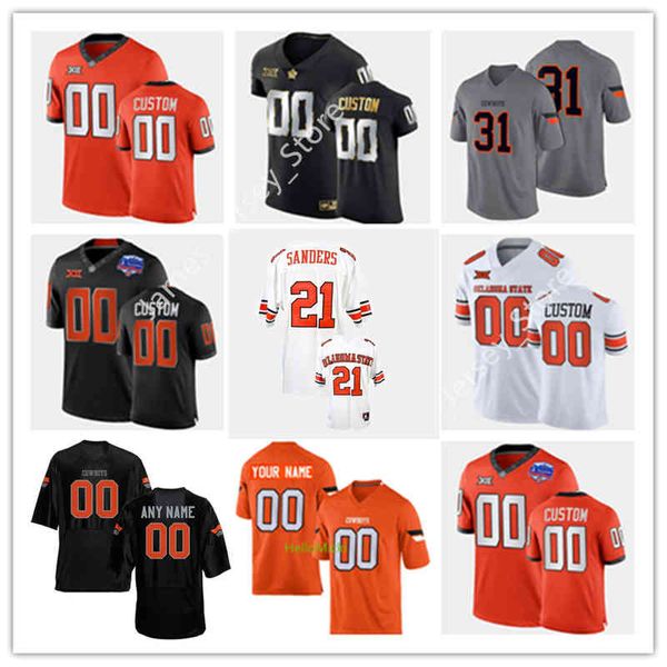 Xflsp 2022 College Custom Oklahoma State Jersey de fútbol cosido 93 Collin Clay 71 Aden Kelley 16 Devin Harper 31 Kolby Harvell-Peel 5 Justice Hill