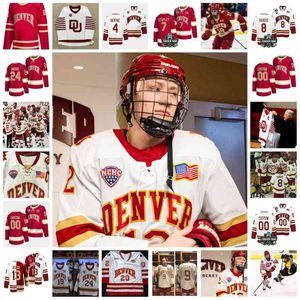 XFLSP 2022 College College Frozen Quatre Championnat Custom Denver Pioneers du Jersey de hockey de glace Patrick Wiercioch 1 Marc Cheverie 10 Rhett Rakhshani 14