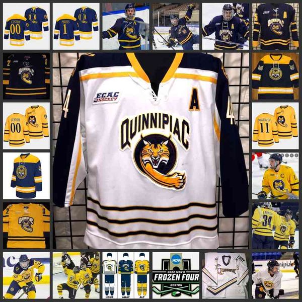 Xflsp 2022 College Frozen Four Custom QU Quinnipiac Bobcats Hockey Jersey 23 Zach Metsa Jerseys 10 Ethan de Jong 11 Wyatt Bongiovanni 34 Michael