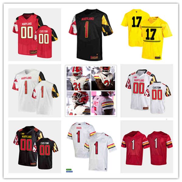 Xflsp 2022 College Maryland Maillot de football universitaire cousu 1 Maillot Stefon Diggs Stan Jones 94 Randy White E.J. Boomer Henderson Jack Scarbath