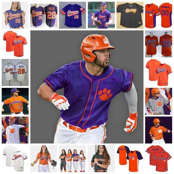 Xflsp 2022College Custom Clemson TG College Maillot de baseball cousu 15 James Parker 31 Caden Grice 1 Kier Meredith 3 Dylan 13