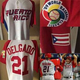 XFLSP # 21 Carlos Delgado Puerto Rico WBC 2009 World Baseball Classic Jersey 100% Stitched Custom Baseball Jerseys Any Name Any Number S-XXXL