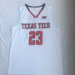 Xflsp 23 Jarrett Culver Texas Tech Basketball Jersey Retro bordado cosido