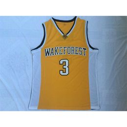 XFLSP # 3 Chris Paul Wake Forest College Retro Dragnack Stitched Basketball Jersey Genaaid Camisa Borduurwerk rood