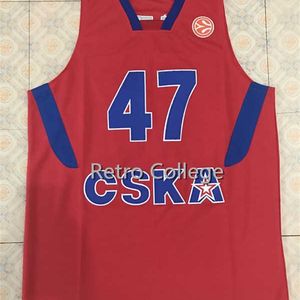 Xflsp 47 Andrei Kirilenko CSKA MOSCOU Maillot de basket-ball brodé en point de retour personnalisé avec n'importe quel numéro et nom
