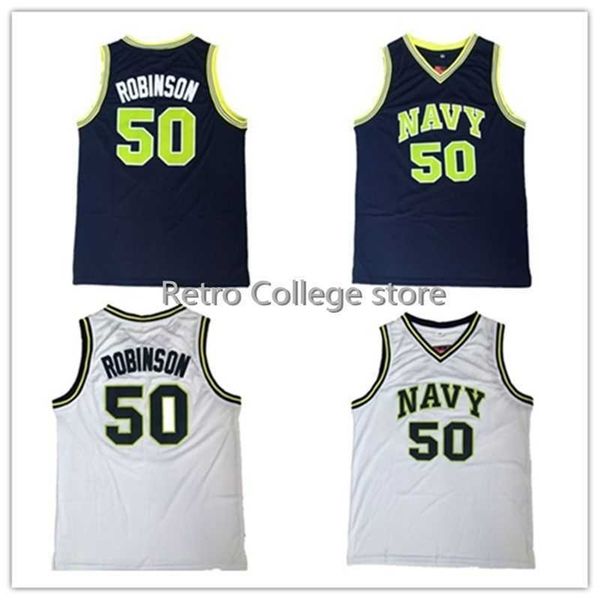 Xflsp 50 David Robinson Navy lycée maillots de basket-ball broderie cousue