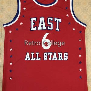 Xflsp 6 Julius Erving 1972 All Star rouge rétro maillots de basket-ball brodés cousus Personnalisez n'importe quel numéro de taille et nom de joueur