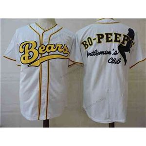 Xflsp Barato Bad News Bears Bo Peeps Película Jersey de béisbol con botones 100% Todo cosido Blanco Alta calidad S-XXXL Vintage