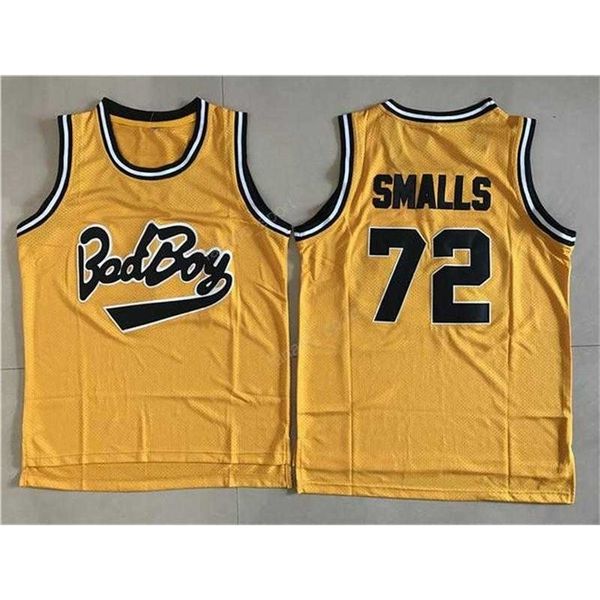 Xflsp Película barata Camisetas de baloncesto Bad Boy Notorious Big 72 Biggie Smalls Jersey Hombres Deporte Todo cosido Color amarillo Calidad superior en venta