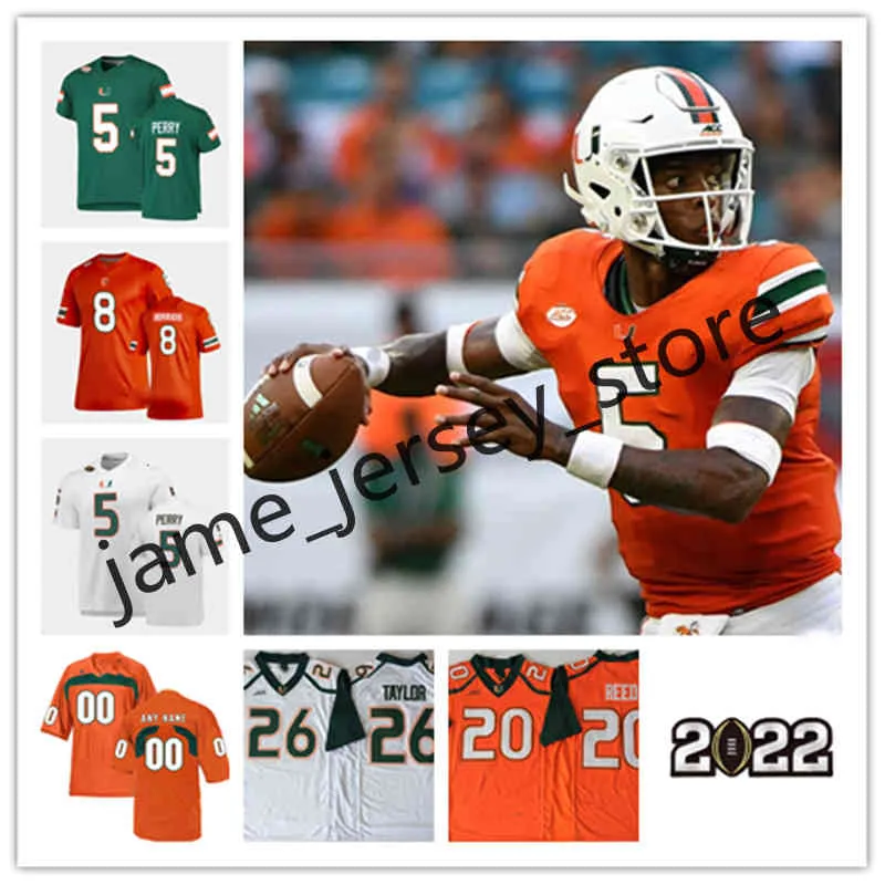 XFLSP College Miami Hurricanes Football Jersey 5 Andre 20 Ed Reed 26 Sean  Taylor 47 Michael Irvin 87 Reggie Wayne De 12,12 €