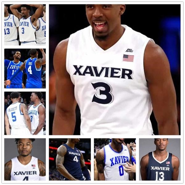 Xflsp Custom Xavier Basketball Jersey NCAA College 4 Tyrique Jones Naji Marshall Paul Scruggs Freemantle Moore Goodin Bishop Carter Crawford West