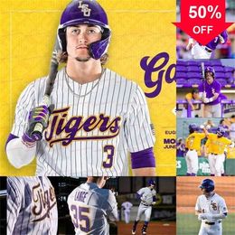 Xflsp GlaA3740 Cuatom Maillot de baseball NCAA Alex Bregman Brayden Jobert Devin Fontenot Zack Mathis Dylan Crews Tre Morgan DJ LeMahieu Kevin