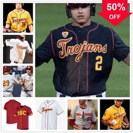 Xflsp GlaA3740 Custom USC Trojans Baseball cousu Jersey 28 Kyle Hurt 5 Blake Sabol 15 Chase Bushor 3 CJ Stubbs 35 Connor Lunn n'importe quel numéro de nom