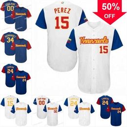 Xflsp GlaA3740 Men Venezuela 2017 World Baseball Jersey 15 Salvador Perez 27 Jose Altuve 24 Miguel Cabrera 34 Felix Hernandez Baseball Jerseys