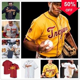 Xflsp GlaA3740 USC Trojans Baseball gestikt Jersey 39 Isaac Esqueda Kyle Hurt Blake Sabol 15 Chase Bushor CJ Stubbs Connor Lunn elk naamnummer