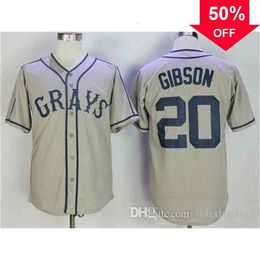 Xflsp GlaC202 20 Josh Gibson Jersey Homestead Greys Negro League Film Baseball Jersey Hommes Gris Rapide