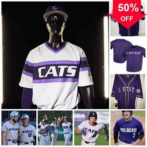 Xflsp GlaC202 2021 Hommes Femmes Jeunesse Kansas State Wild Cats Personnalisé N'importe Quel Nombre N'importe Quel Nom NCAA College Baseball Jersey