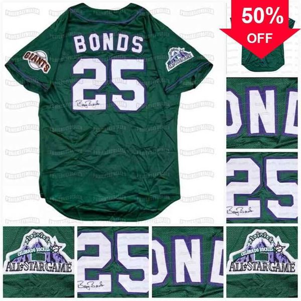 Xflsp GlaC202 25 Barry Bonds 1998 All-Star Game National Baseball Jersey Vert Hommes Femmes Jeunesse Tous Maillots Cousus