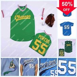 Xflsp GlaC202 55 Kenny Powers Eastbound and Down Mexican Charros Jersey Mens Movie Baseball Jersey Doble costura Nombre y número Envío rápido