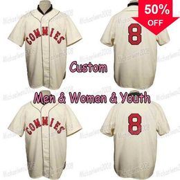 Xflsp GlaC202 Decatur Commies 1928 Accueil Baseball Maillots personnalisés Hommes Femmes Jeunesse Double Couture Maillot de haute qualité et livraison rapide