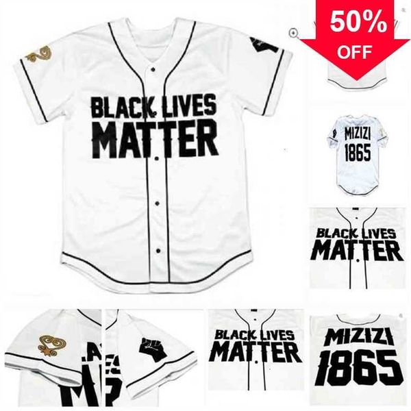 Xflsp GlaC202 Hommes Femmes Jeunesse Mizizi 1865 Édition Spéciale Black Lives Matter Baseball Jersey Blanc Couleur Expédition Rapide