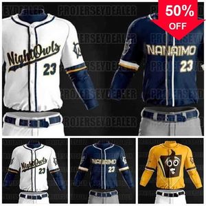 Xflsp GlaC202 Mens 2021 Nanaimo West League WCL NightOwls Bars Maillot de baseball personnalisé All Stiched Womens Youth