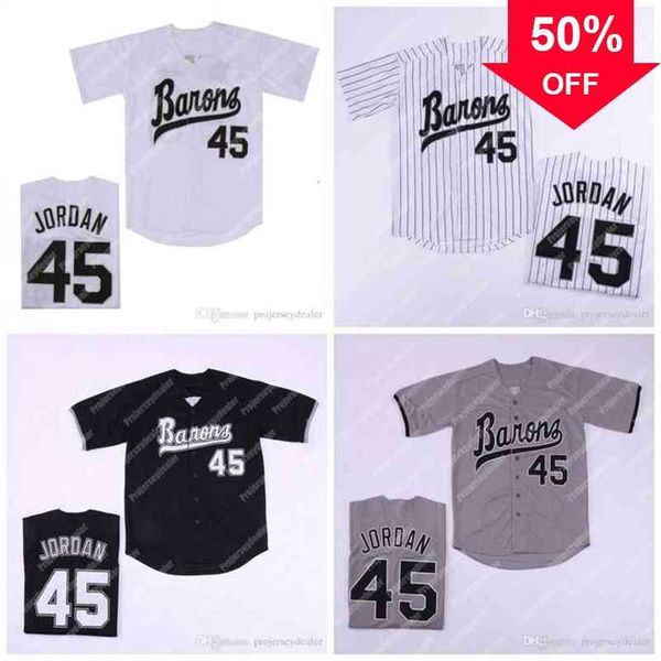 XFLSP GLAC202 MENS BIRMINGHAM BARONS BARONS MICHAEL 45 BLANC GRY BLACK BASEBALL JERSEY Nom et numéro cousu en stock Expédition en stock