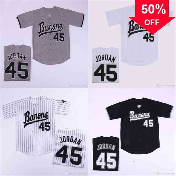 Xflsp GlaC202 Hommes Birmingham Barons Michael 45 # Maillots Boutonné Film Baseball Jersey Double Cousu Nom et Numéro EN STOCK Haute Qualité