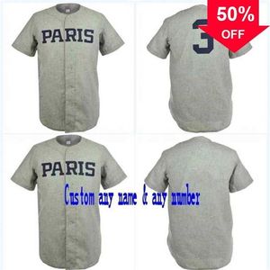 Xflsp GlaC202 Paris Red Peppers 1947 Road Jersey Film Baseball Jersey Double Cousu Nom Numéro Pour Hommes Femmes Jeunesse Mix Ordre