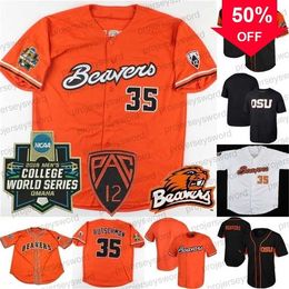 Xflsp GlaMit # 35 Adley Rutschman Oregon State Beavers Jersey rare 2018 College World Series Pac 12 Patch Personnalisé N'importe quel Nom Numéro Maillots de Baseball S-6XL