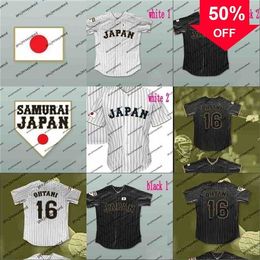 Xflsp GlaMit Japan Samurai 16 Shohei Ohtani Black White Pinstriped 100% cosido Mens Womens Youth Custom Baseball Jerseys vintage Venta al por mayor