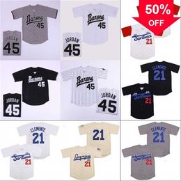 Xflsp GlaMit Mens Birmingham Barons Michael 45 Jersey 21 Santurce Crabbers Puerto Rico Josh GISBON 20 Homestead Greys Negro League Movie Baseball Jersey