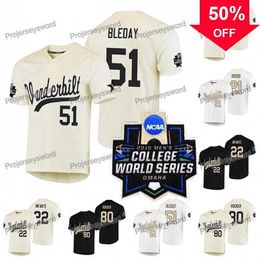 Maillot Xflsp GlaMit Vanderbilt Commodores 21 Tyler Brown 22 Julian Infante 51 J.J. Bleday 80 Kumar Rocker 2019 rare College WS W S Maillot de baseball personnalisé