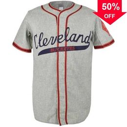 Xflsp GlaMitNess Cleveland Buckeyes 1946 Road Jersey 100% ricamo cucito s maglie da baseball vintage personalizzato qualsiasi nome qualsiasi numero