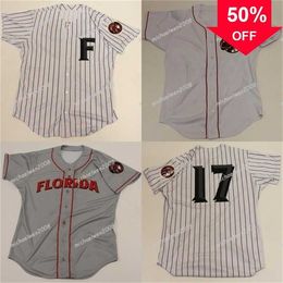 Xflsp GlaMitNess Hommes Florida Fire Frogs Blanc Gris Personnalisé Chemises À Double Couture Maillots De Baseball De Haute Qualité