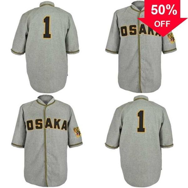 Xflsp GlaMitNess Osaka Tigers 1950 Road Jersey Personnalisé Hommes Femmes Jeunes Maillots De Baseball N'importe Quel Nom Et Numéro Double Couture