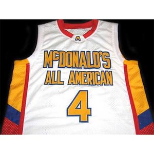 Xflsp Jonny Flynn # 4 McDonald's All American Men Basketball Jersey Blanc N'importe Quelle Taille Throwback Jerseys Cousu Broderie Rétro Broderie Jersey