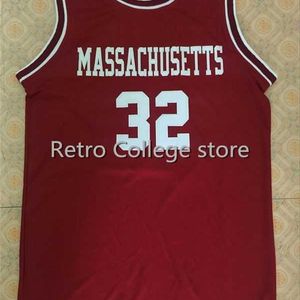 Xflsp Mens 32 Julius Erving Massachusetts College Basketball Jersey Personnalisé n'importe quel numéro et nom Maillots brodés cousus