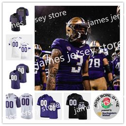 Xflsp Maillot de football personnalisé pour hommes des Washington Huskies 32 Budda Baker 1 Warren Moon 8 Dante Pettis 50 Vita Vea 44 Roland Kirkby 2 Chuck Carroll