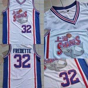 XFLSP Mens NCAA Brigham Young Cougars 32 Jimmer Fredette Shanghai Sharks Jerseys University College Movie Basketball Jersey White Blue