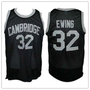 XFLSP MENS PATRICK EWING #32 Cambridge High School Basketball Jersey Pas elke naam en nummer aan