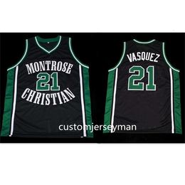 XFLSP NIKIVIP Basketball jersey Heren genaaid Greivis 21 Vasquez Jerseys Montrose Christian High School Retro Green Classic Custom Size S-5XL